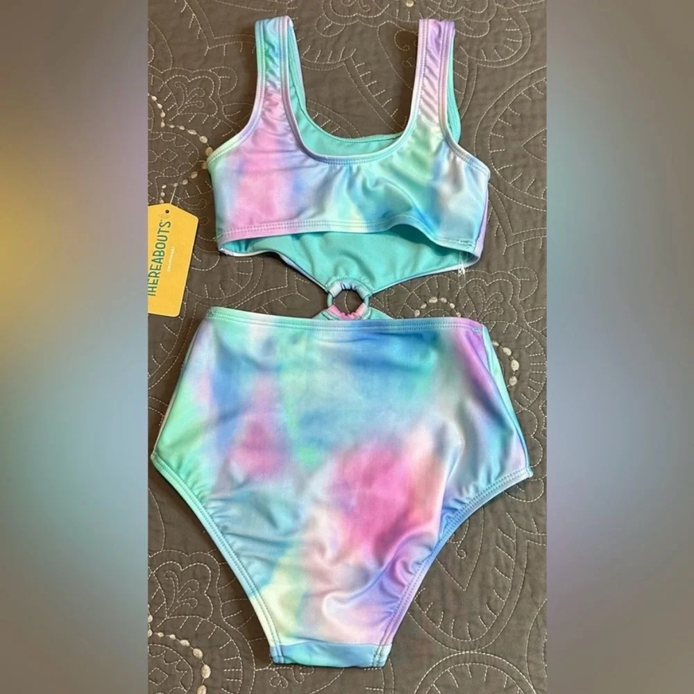 Thereabouts Girls Cloud Wash Tie Dye One Piece Swimsuit NWT Size M 10/12